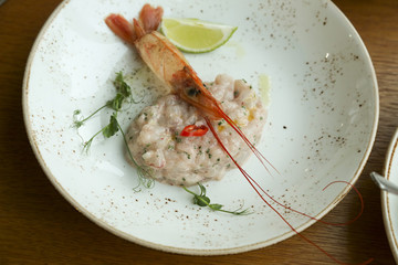 Shrimp ceviche appetizer with fresh lime