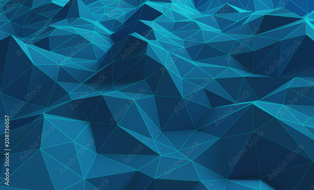 Poster wireframe of mountains in technology concept. sci-fi data futuristic background. 3d illustration.