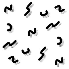 Black and white abstract seamless pattern in 90s style