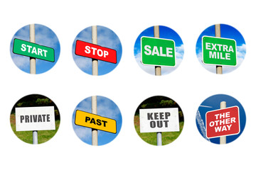 Fototapeta premium Collection of 8 signs in circles