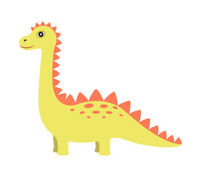 Dinosaur of Yellow Color, Vector Illustration