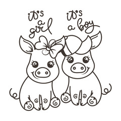 Cute cartoon baby pig in a cool rainbow glasses