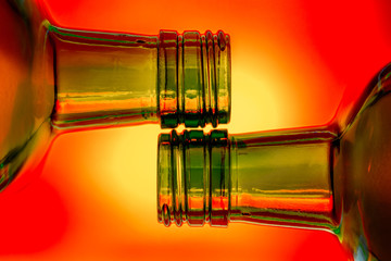 Burning Hot, abstract macro of two empty bottles