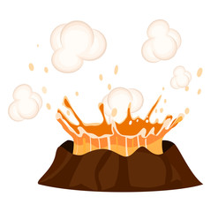 Massive Volcanic Eruption Isolated Illustration