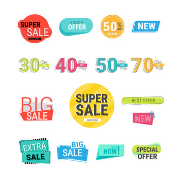Set of banner elements, discount tag collection, special offer. Stickers,  banner, label, sale, offers and promotions template.