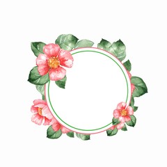 Watercolor floral frame. Element for design. Background with red flowers 1