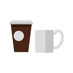 Cups of Tea and Coffee Vector Illustration Icons
