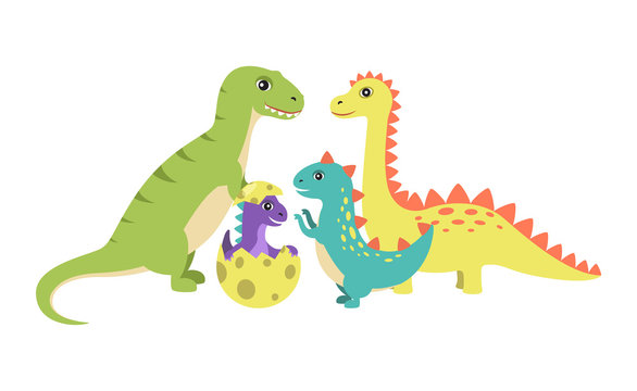 Dinosaurs Collection and Egg Vector Illustration