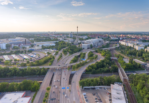 Berlin, Germany, Funkturm, View on the motorway
