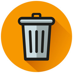 bin circle orange icon concept