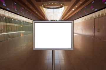 White mock up billboard in hallway. Good mock up for designers.