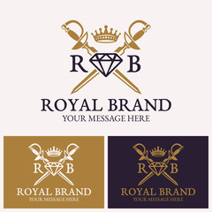 Two crossed swords and diamonds with crown logo