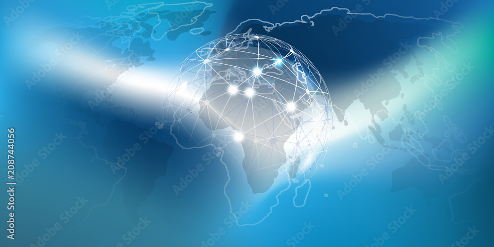 Poster digital network connections, technology background - cloud computing design concept with earth globe