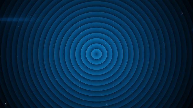 Concentric blue circles abstract 3D rendering
