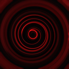 Red and black twisted hypnotic shape abstract 3D rendering with DOF