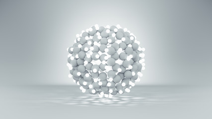 Bunch of glowing spheres abstract 3D render illustration