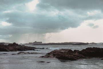 Atlantic ocean coastline in a stormy weather, Essaouira, Morocco