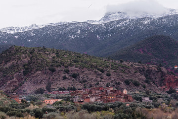 Fototapeta na wymiar Ourika valley landscape. Morrocan village near Marrakech.