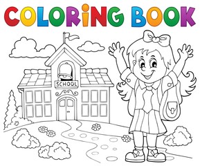 Obraz na płótnie Canvas Coloring book happy pupil girl theme 2
