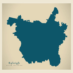 Modern City Map - Raleigh North Carolina city of the USA
