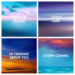 Abstract vector multicolored blurred background set. 4 colors set.