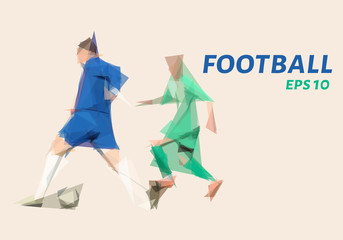 Football player from triangles. Low poly football. Vector illustration.