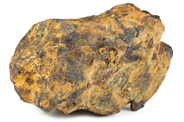 fragment of the Canyon Diablo meteorite with natural patina isolated on white background