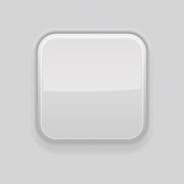 Gray square 3d button. Plastic interface element