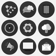 set flat icon business gray