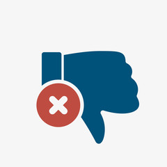 Dislike icon, gestures icon with cancel sign. Dislike icon and close, delete, remove symbol