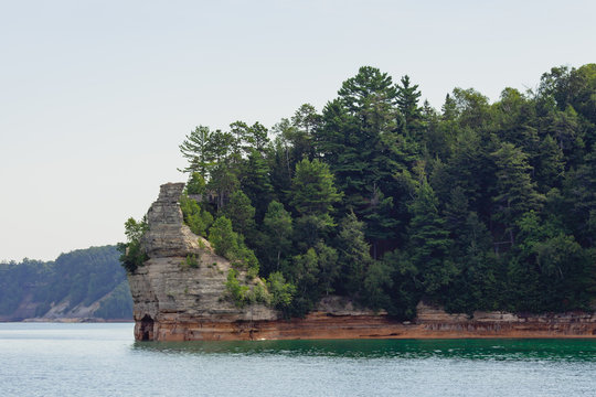 Pictured rocks national park on the Lake Superior, USA. Colorful textured rocks background