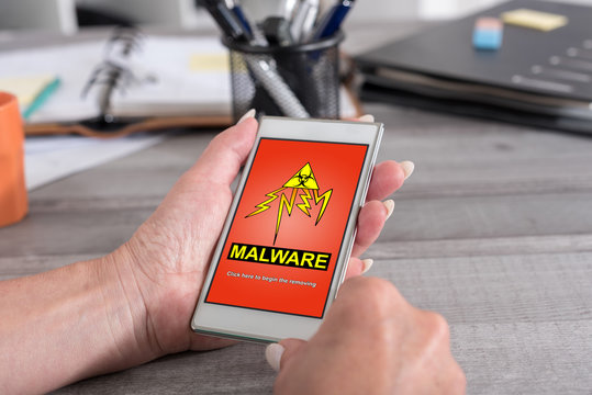 Malware concept on a smartphone