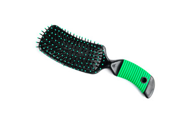Green comb isolated on white background.