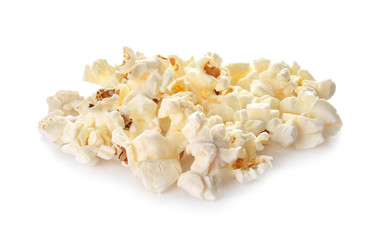Tasty popcorn on white background