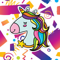 Trendy card design with unicorn