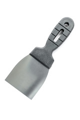 Putty knives isolated on white background. Spatula repair tool. Spackling or paint instruments.
