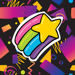 Trendy card design with rainbow star