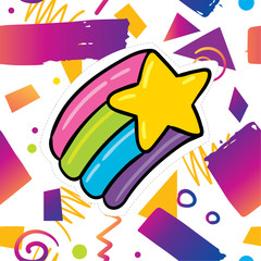 Trendy card design with rainbow star