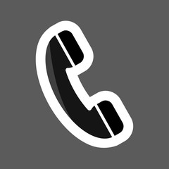 Handset vector icon colored sticker. Phone icon in flat style. Layers grouped for easy editing illustration.  For your design.