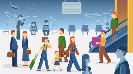 Airport scene illustration