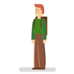 Backpacker tourist character in flat style