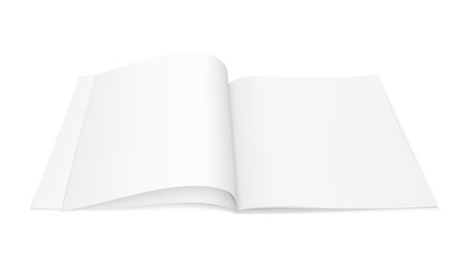 Vector realistic image (layout, mock-up) of an open magazine (booklet, brochure),with blank pages, perspective view. The image is created using a gradient mesh. Vector EPS 10.