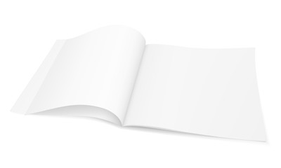 Vector realistic image (layout, mock-up) of an open brochure (booklet, magazine), with blank pages, perspective view. The image is created using a gradient mesh. Vector EPS 10.