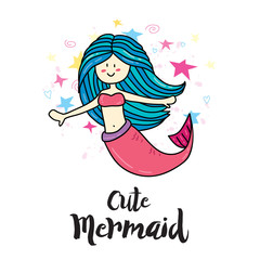 T-shirt or card print design with mermaid