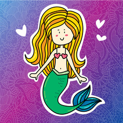Card print design with mermaid