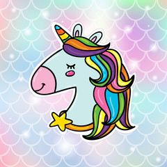 Unicorn sticker on gradient background