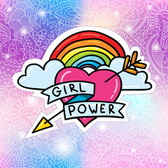 Girl power sticker on gradient background