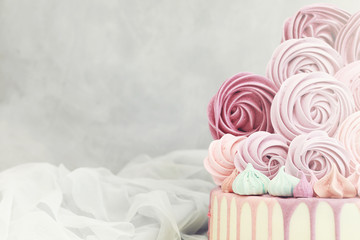 Beautiful festive cake biscuit with different creams