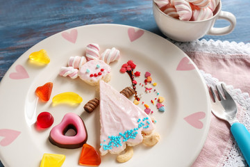 Creative toast for children on plate