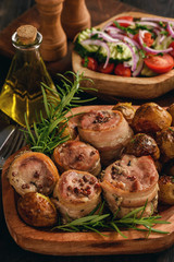 Natural yogurt with muesli, mango and berries.